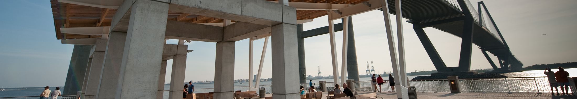 View of the water and the Ravenel Bridge from the Mount Pleasant Pier