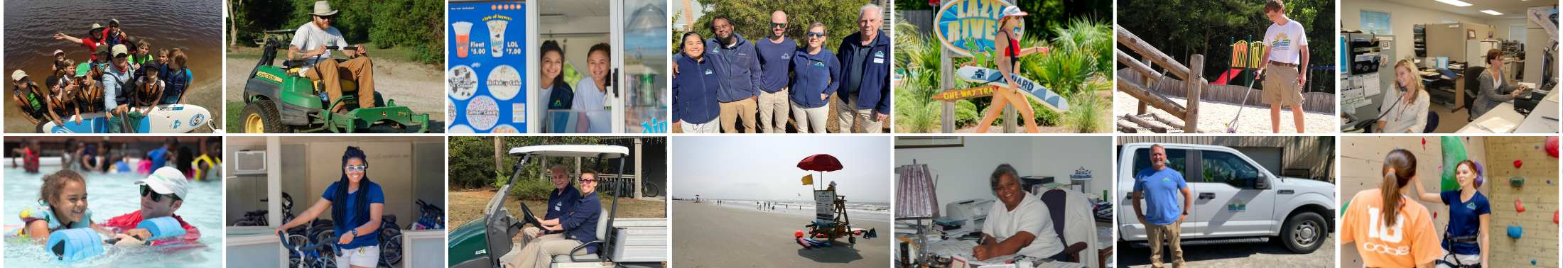 Collage of various photos of park staff