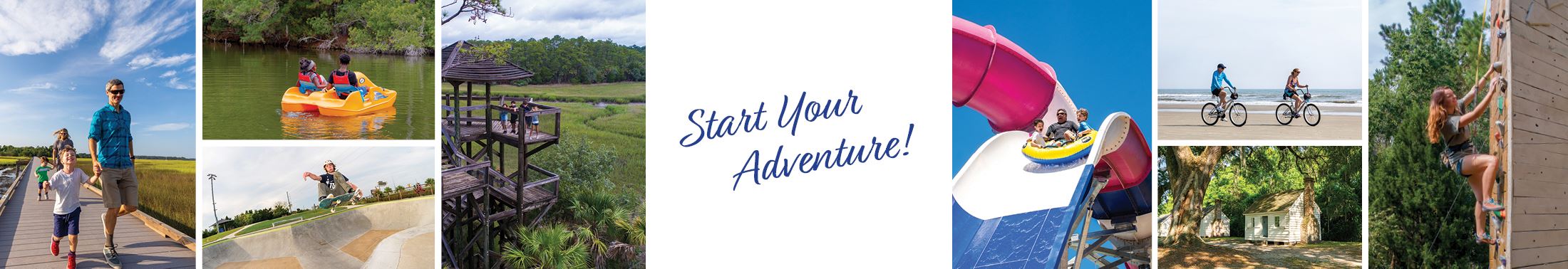 Various scenes of people enjoying Charleston County Parks' facilities