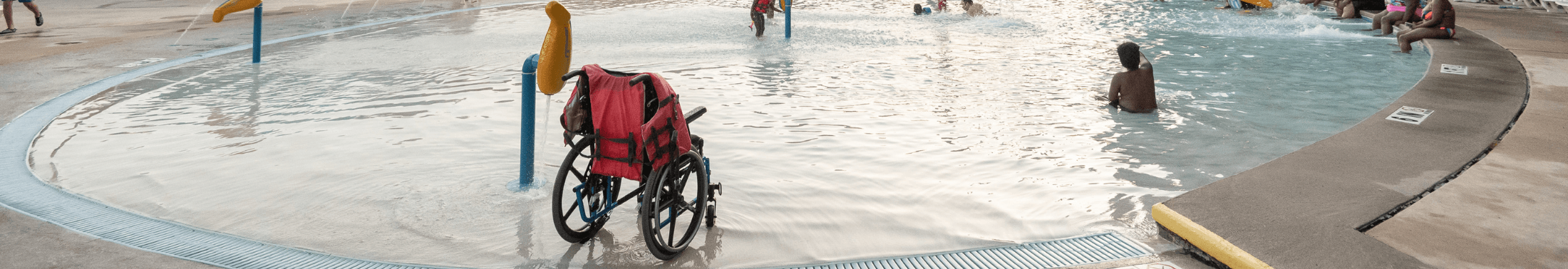 A wheelchair being used at Whirlin' Waters Adventure Waterpark