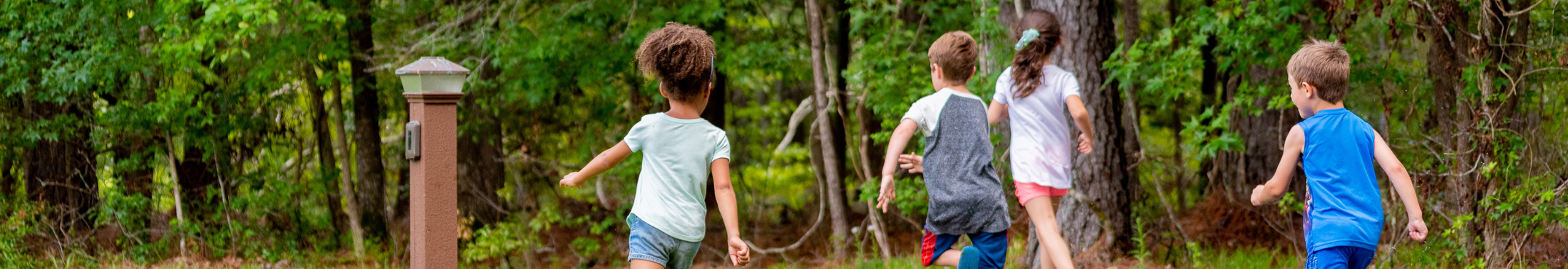 Kids playing on the trails at Wannamaker County Park