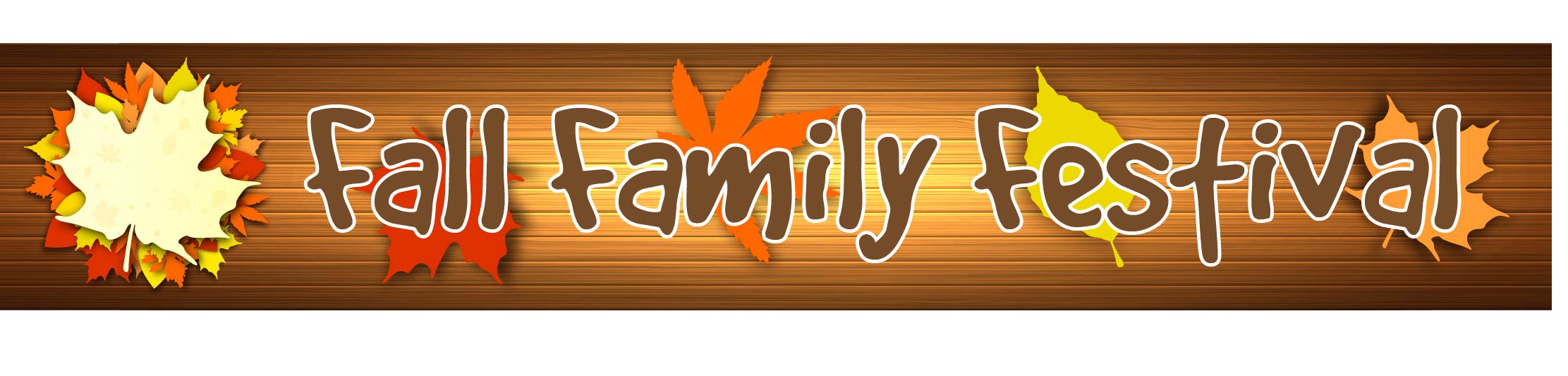 Illustrated leaves with the words "Fall Family Festival."