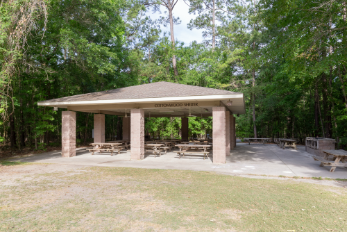 Exterior of the Cottonwood Shelter at Wannamaker County Park