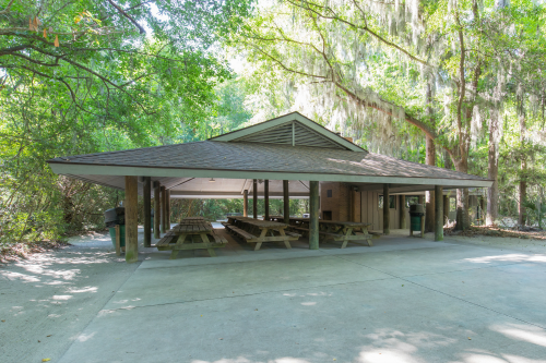 Exterior of the Big Oak Shelter at Palmetto Islands County Park
