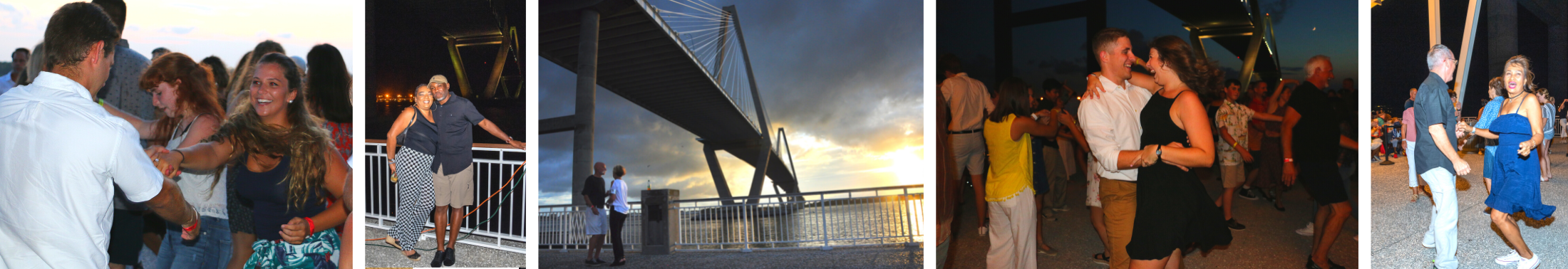 Collage of people dancing on the Mount Pleasant Pier